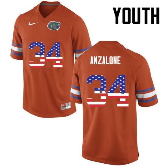 Youth Florida Gators #34 Alex Anzalone NCAA Nike Orange USA Flag Fashion Authentic Stitched College Football Jersey RML3662VM